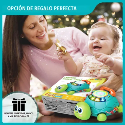 Miniatura 7 de Jyusmile Juguetes para bebés de 6 a 12 meses, juguetes musicales de tortugas que gatean para bebés, juguete educativo de aprendizaje temprano