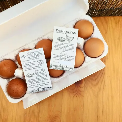 Miniatura 2 de 200 piezas - Etiquetas de tarjetas de instrucciones de cuidado de manejo de huevos frescos de granja 4, 6, 12, 15, 18, 30, 48, 50 cajas de cartón
