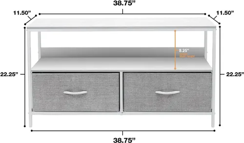 Miniatura 3 de Cómoda Sorbus con soporte para TV y 2 cajones de imitación de madera - Cofre elevador para televisión con almacenamiento - Mueble para dormitorio