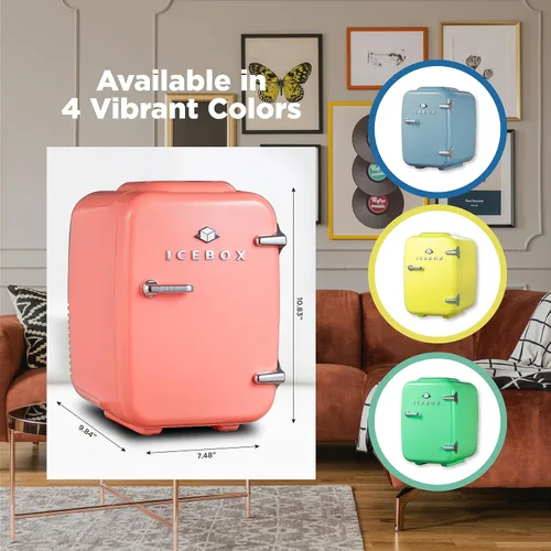 Miniatura 7 de ICEBOX IBMF4BLS - Mini refrigerador para dormitorio, refrigerador para el cuidado de la piel, enfriador portátil y calentador para maquillaje