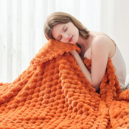 Miniatura 55 de NEWCOSPLAY Manta de Tiro Súper Suave Aqua Franela Sedosa Premium Forro Polar Jacquard Acanalado 3D Ligero Manta de Cama Uso en Todas las Estaciones