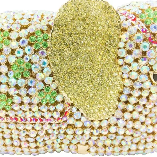 Miniatura 4 de Boutique De FGG Elefante de noche embragues bolsos de mano de metal cristal embrague Minaudiere boda carteras y bolsos nupciales