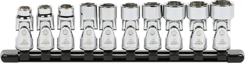 Miniatura 10 de ARES 39009 - Juego de 12 llaves de vaso métricas flexibles de 1/4 pulgadas, 6 puntas construidas con acero al cromo vanadio tratado térmicamente