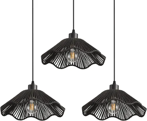 Miniatura 10 de 3 Pack Brown Woven Pendant Light Fixtures,11.81" Rattan Pendant Lights Farmhouse Basket Light Fixture Adjustable Boho Hanging Lamp for Kitchen