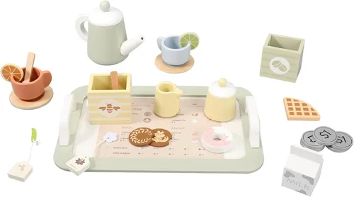 Miniatura 6 de Juego de té de madera para niñas pequeñas, juego de té para niños pequeños, juguete de cocina de juguete de simulación para 1, 2, 3, 4, 5 años