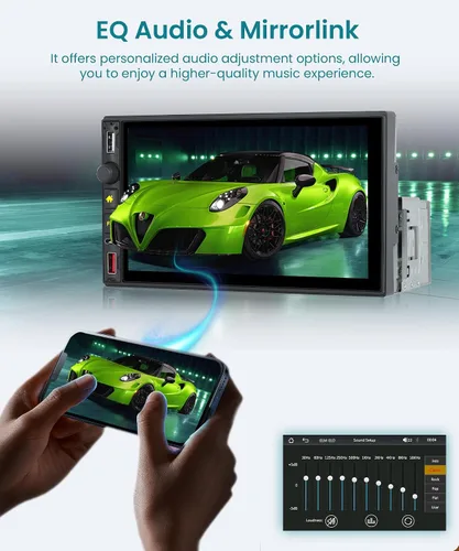 Miniatura 5 de Radio DIN individual con CarPlay con cable y Android Auto, pantalla táctil HD de 7 pulgadas, estéreo de coche de un solo DIN con enlace de espejo
