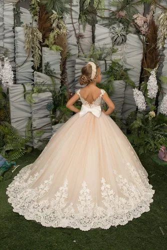 Miniatura 3 de Vestidos de Navidad para niña de las flores para boda, vestido de baile de encaje con cuentas de tul mini nu