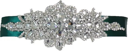 Ulalaza Vestido de noche de graduación para mujer, con cintura decorativa, bandas de cristal para novia, cinturón de boda con diamantes de imitación