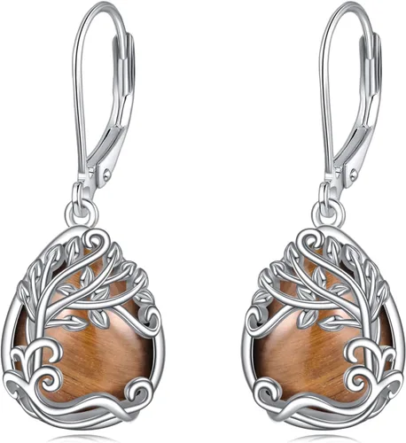 Miniatura 72 de Aretes colgantes con forma de lágrima de filigrana de piedra lunar de plata de ley 925 con cierre de palanca para mujer, regalos de joyería