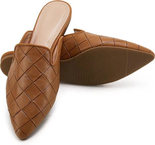 Miniatura 3 de Sandalias planas trenzadas con punta puntiaguda para mujer, sin espalda, tacón bajo, con corte casual