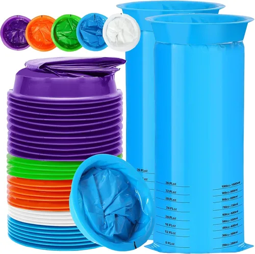 Bolsas de vómito, paquete de 50 bolsas de emesis, bolsas de 3.9 onzas líquidas resistentes a fugas, desechables, bolsa portátil para enfermedad,