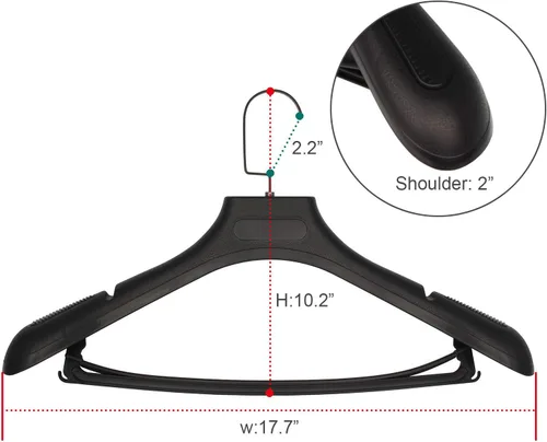Miniatura 3 de DEDU Perchas de traje para hombre, paquete de 15 perchas de plástico extra anchas de 17.7 pulgadas, sin parachoques, portátiles, resistentes