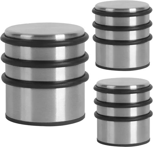 Miniatura 8 de KINJOEK Tope de puerta pesado, sin taladro, tope de puerta de acero inoxidable con bandas de goma protectoras, cuña de puerta para oficina, hogar