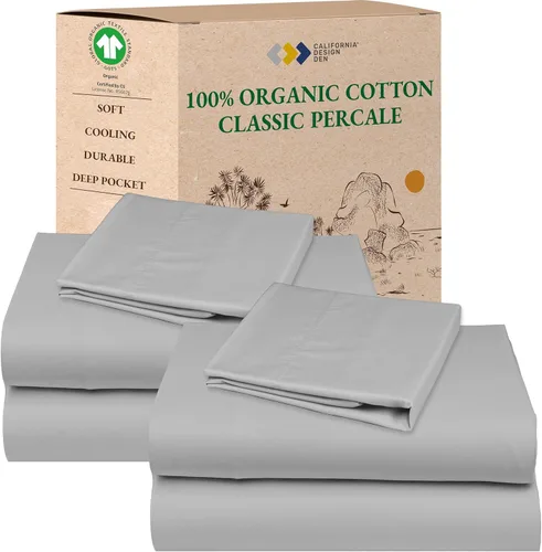 Miniatura 30 de California Design Den Sábanas King con Rayas, 100% Algodón Orgánico Percal, Juego de Sábanas de Bolsillo Profundo King y Fundas de Almohada - Raya