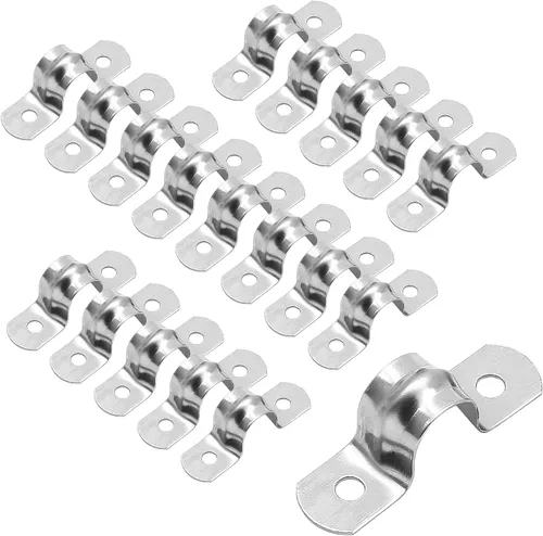 Miniatura 7 de Bonsicoky 5 correas de tubo rígido M100, 4 pulgadas de acero inoxidable con 2 agujeros para cable U abrazadera de tubo para fijación de tuberías