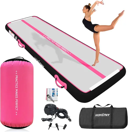Miniatura 8 de VOFiTNY - Esterilla inflable de gimnasia con pista de caídas y barril de aire octogonal con bomba para uso doméstico/gimnasio Menta+Rodillo