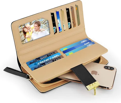 Miniatura 2 de PGXT Womens Long Leather Card Holder Purse Zipper Buckle Elegant Clutch Wallet