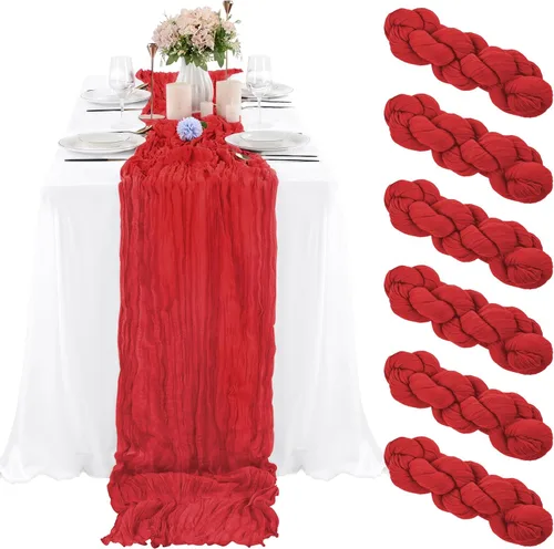 Miniatura 67 de 10 piezas de camino de mesa de estopilla en azul bebé 10 pies, camino de mesa de gasa para recepción de boda, despedida de soltera, fiesta