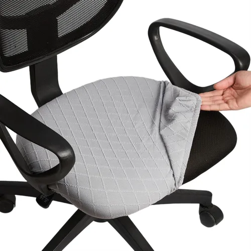 Miniatura 29 de Melaluxe Funda para silla de oficina de jacquard elástico, extraíble y lavable, funda de asiento giratoria para silla de escritorio, color negro