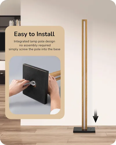 Miniatura 6 de EDISHINE Lámpara de pie de esquina de madera LED, lámpara de pie moderna regulable con control remoto, lámparas de pie minimalistas para sala