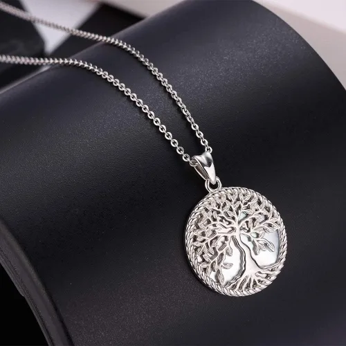 Miniatura 7 de Aniu Tree of Life Necklace for Women, 925 Sterling Silver Mother of Pearl Family Palm Tree Charm Pendant Jewelry for Birthday Christmas Gift