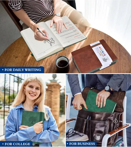 Miniatura 7 de Cuaderno rayado A5 - 365 páginas de diarios de cuero para escribir para mujeres y hombres, cuaderno de tapa dura con páginas gruesas de 100 g/m²