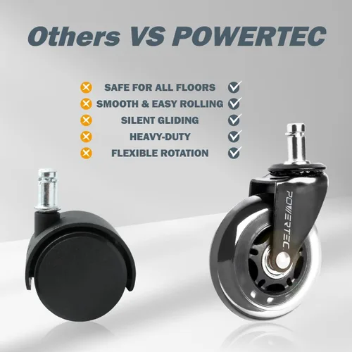 Miniatura 6 de POWERTEC Ruedas Rollerblade para sillas de oficina, ruedas de repuesto para silla de escritorio de oficina, videojuegos, suaves y seguras