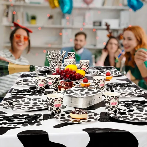 Miniatura 5 de Potchen 452 piezas temáticas de suministros de fiesta para 50 invitados, platos de papel, servilletas, vasos, manteles, cubiertos y pajitas