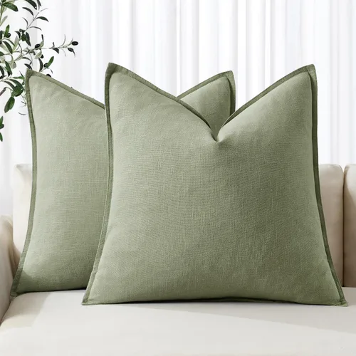 Miniatura 25 de MIULEE - Juego de 2 fundas de almohada decorativas de lino, estilo bohemio, rústico, neutral, para sofá, cama, 16 x 16 pulgadas, color marrón