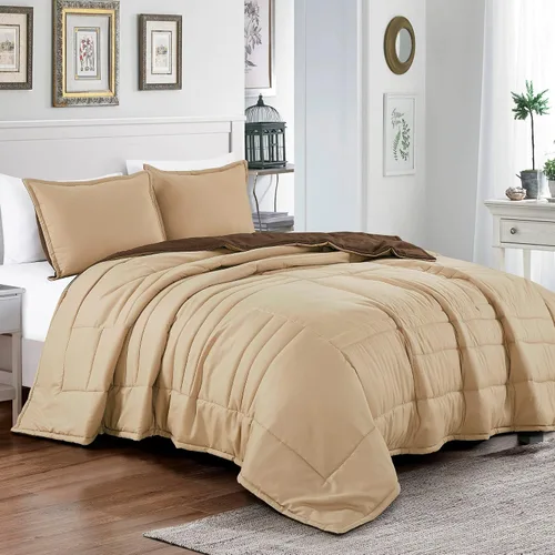 ESCA Fawda - Juego de colcha acolchada reversible de 3 piezas con 2 fundas de almohada, tamaño King/Cal King