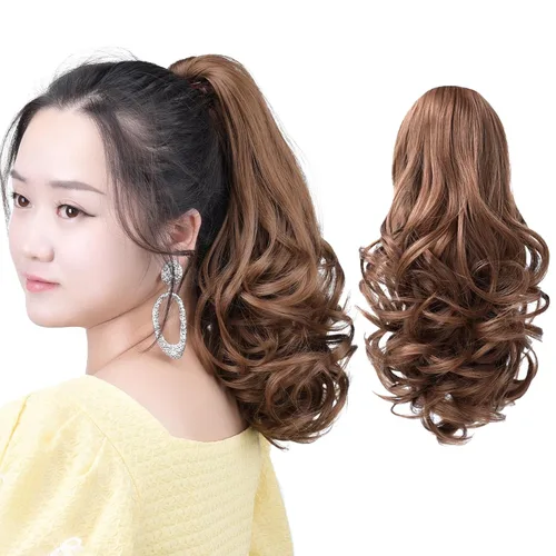 Miniatura 19 de Extensión de cola de caballo negra con clip de garra, ondulada, 10 pulgadas, 3.5 onzas, sintético, como verdaderos, postizos, para mujer, Yaki