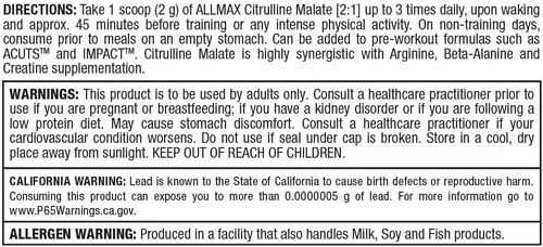 Miniatura 4 de ALLMAX Essentials, Malato de citrulina 2:1, 10.58 oz (300 g)