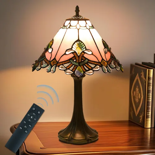Miniatura 9 de JHuiLap Lámpara de mesa estilo Tiffany de 12 pulgadas, lámpara barroca de vidrieras con control remoto, regulable continua y 3 temperaturas