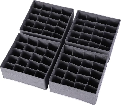 DIOMMELL Paquete de 4 cajas de almacenamiento de tela plegables para armario, aparador, cajón, cestas de tela, contenedores divisores para ropa,