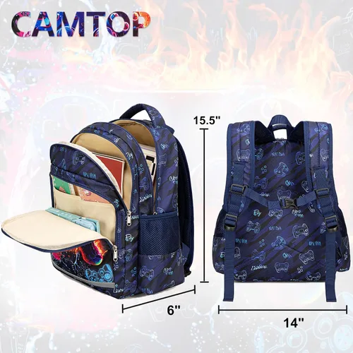 Miniatura 2 de CAMTOP Mochila para niñas para la escuela, mochilas para niños preescolar, jardín de infantes, primaria (edad 3-9 años), Gamepad