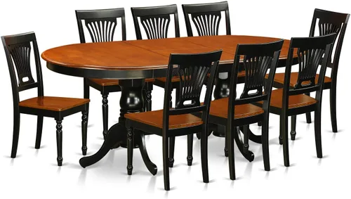 Miniatura 9 de East West Furniture PLAI5-BLK-W - Juego de comedor de 5 piezas para 4 personas, incluye una mesa de comedor ovalada con hojas de mariposa y 4 sillas