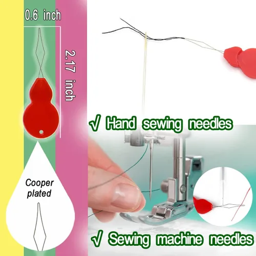 Miniatura 2 de Entreadores de agujas, paquete de 20 herramientas universales de costura de plástico para coser a mano y a máquina, bordado y costura