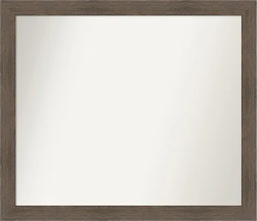 Miniatura 385 de Amanti Art Espejo de pared personalizado no biselado (24 x 27 pulgadas), marco estrecho de nogal chipre - varios tamaños personalizados - Espejo