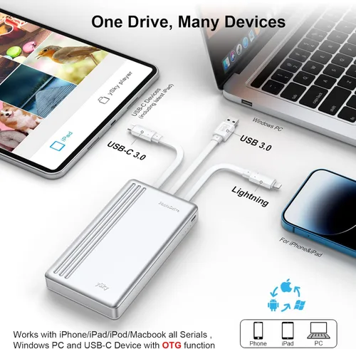 Miniatura 2 de ySky Disco duro externo portátil para iPhone, iPad, MacBook, computadora, dispositivo de almacenamiento USB de 1 TB para iPhone 17/16/15/14/13/12