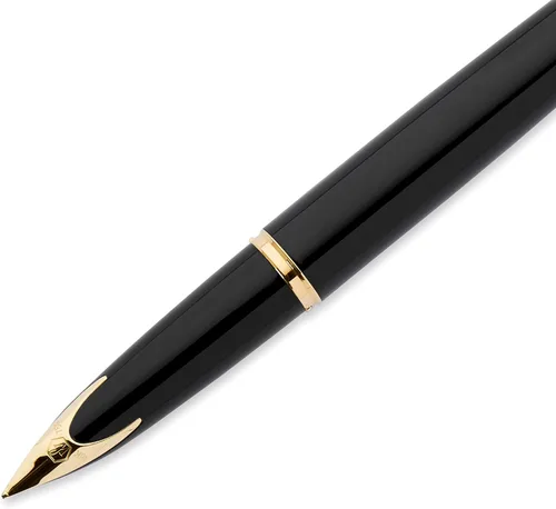 Miniatura 6 de Pluma estilográfica Waterman Carene Deluxe con punta mediana de oro macizo y tinta azul (S0699940), negro, dorado (Black Sea and Gold)