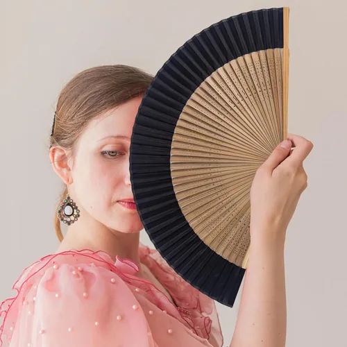 Miniatura 5 de Ventilador de mano plegable para mujer, ventilador plegable de seda de bambú chino japonés vintage, abanicos plegables, ventiladores de mano