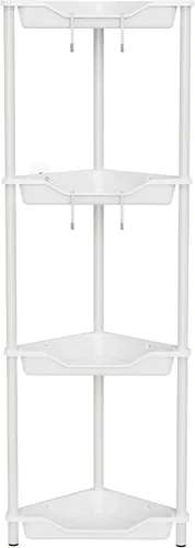 Miniatura 19 de Orimade Organizador de ducha esquinero de 2 niveles resistente a la oxidación, estante de esquina de piso de metal y plástico para baño, negro