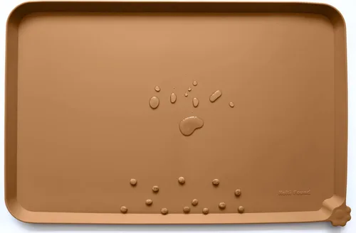 Miniatura 14 de Hoki Found - Bandeja de silicona para comederos de perros y gatos, tapetes impermeables para comida y agua, color cedro oscuro
