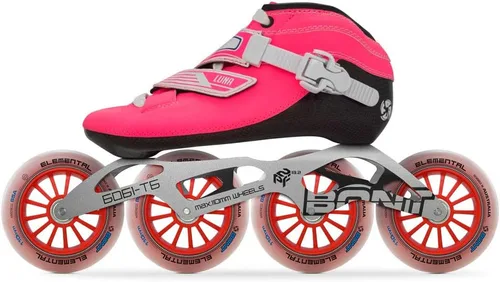 Miniatura 2 de Bont Paquete de Carreras de Patinaje de Velocidad en Línea - Bota de Patín Luna + Marco 2PF 6061 + Ruedas Elemental + Rodamientos ABEC7 - Juvenil