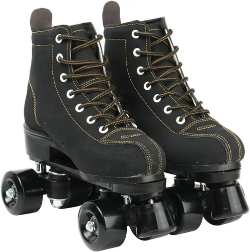 Miniatura 2 de Patines de ruedas para mujeres y hombres, zapatos altos de piel de vacuno, patines clásicos de doble fila, patines de cuatro ruedas para hombres