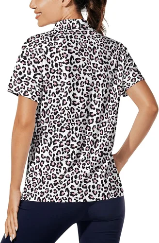 Miniatura 2 de Hispotim Women's Short Sleeve Polo Shirt Lightweight Printed Golf Shirts Quick Dry Workout Golf Polo Shirts