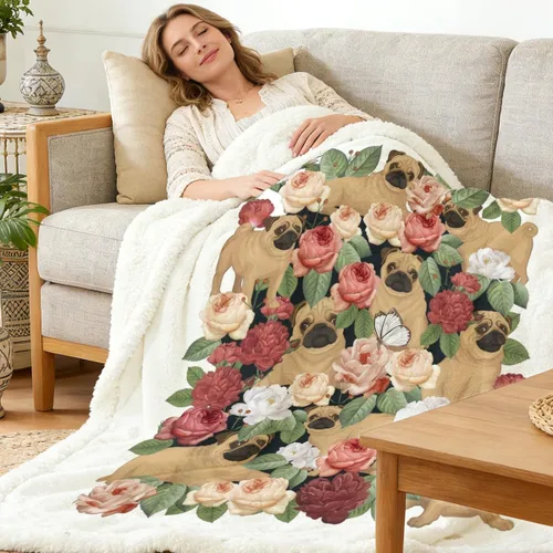 Miniatura 26 de Autumn Teddy Dog Patchwork Sherpa Blanket Fall Cozy Throw Blanket Cute Puppy Quilt Style Warm Soft Blanket for Couch Sofa Bedroom Decor 50x60 Inches