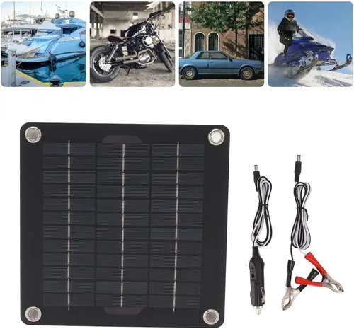 Miniatura 2 de Kit de panel solar, kit de panel solar portátil de 10 W, mantenedor de batería solar de 12 V con adaptador de encendedor de cigarrillos clip
