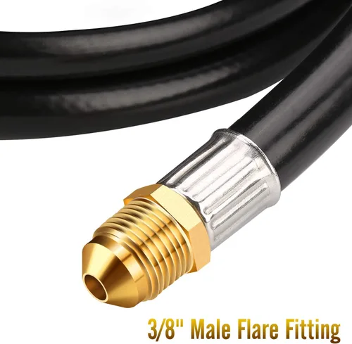 Miniatura 2 de WADEO Manguera de extensión de propano de 12 pies con conector hembra macho de 3/8 pulgadas, manguera larga de línea de gas de propano para parrilla