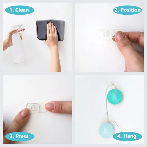 Miniatura 3 de MOVELYST 100 mini clips de luz transparentes con 120 tiras adhesivas, mini ganchos de pared para interiores sin daños para colgar, clips extraíbles